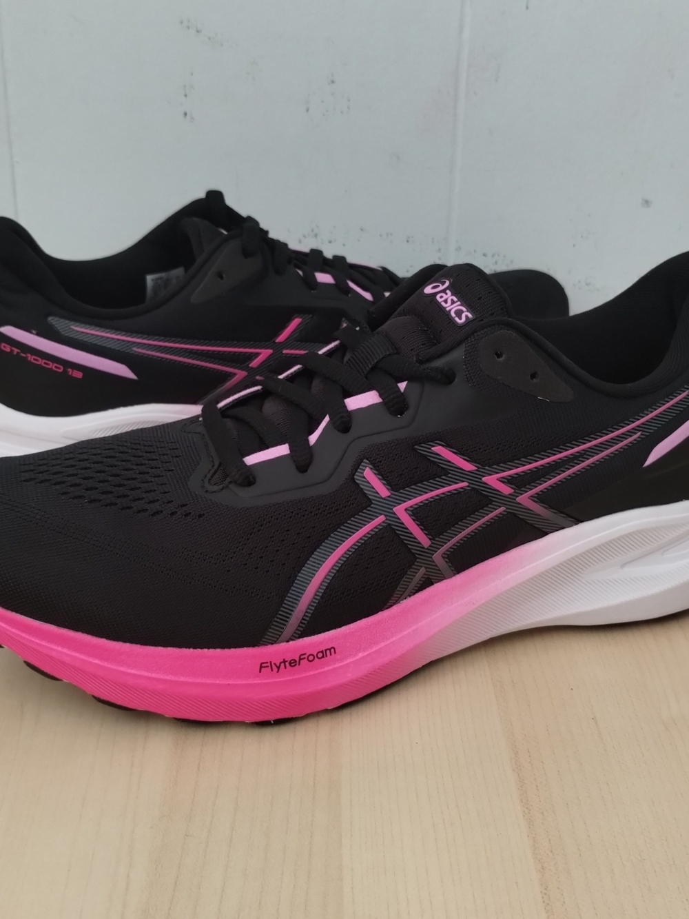 11W ASICS Women's GT-1000 13 Black & Pink FlyteFoam Running Shoes